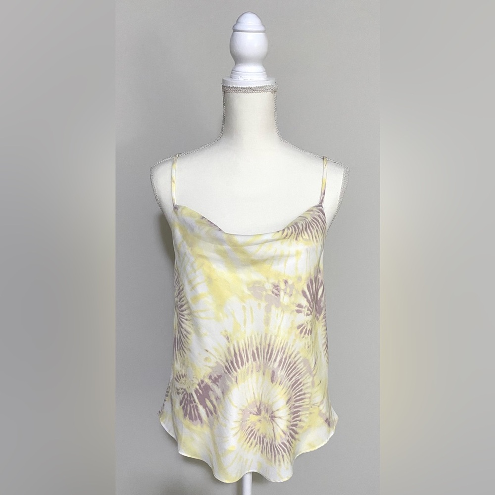 Lucy Paris Womens M Tie Dye Lavender Yellow Cami Tank Top Boho 90s Minimalism